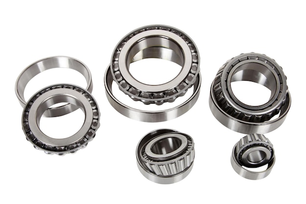 Group ball bearings on a white background