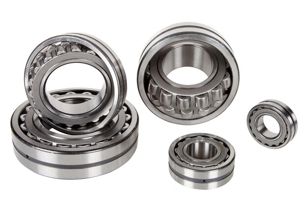 Group ball bearings on a white background