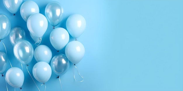 Photo a group of balloons on a blue background