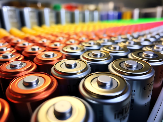 Photo a group of batteries in different colors