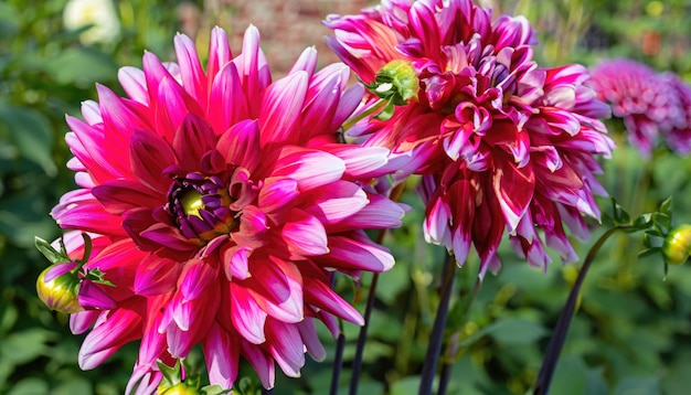 Group of beautiful Dahlia flowers in the garden