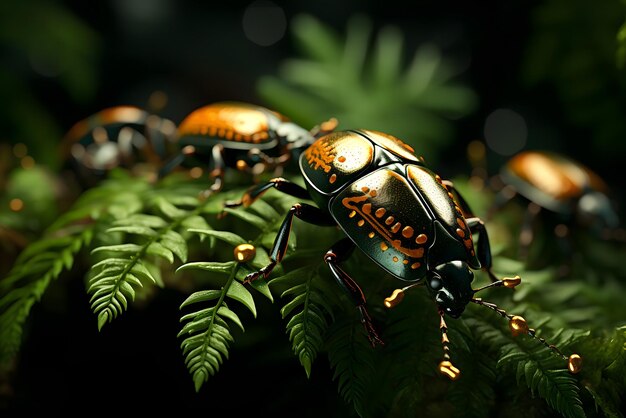 Photo a group of beetles that are on a plant