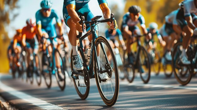 a group of bicyclists are riding down a street