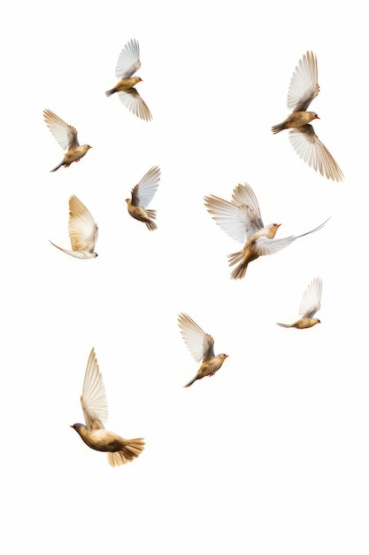 Photo group of birds flying through the air together in formation in circle generative ai