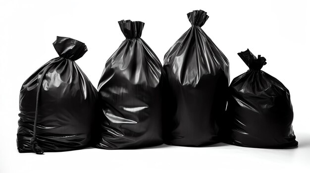 A group of black garbage bags