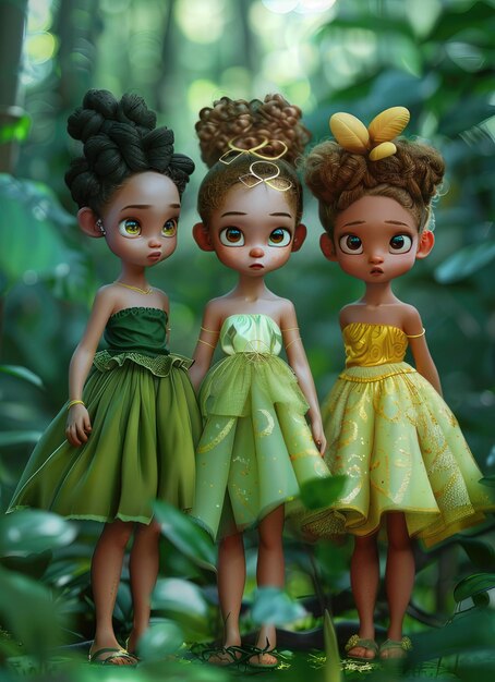 Photo a group of black girls in green dresses