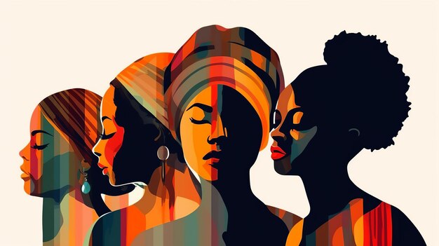 Group of black women for black history month isolated on white background Generative ai