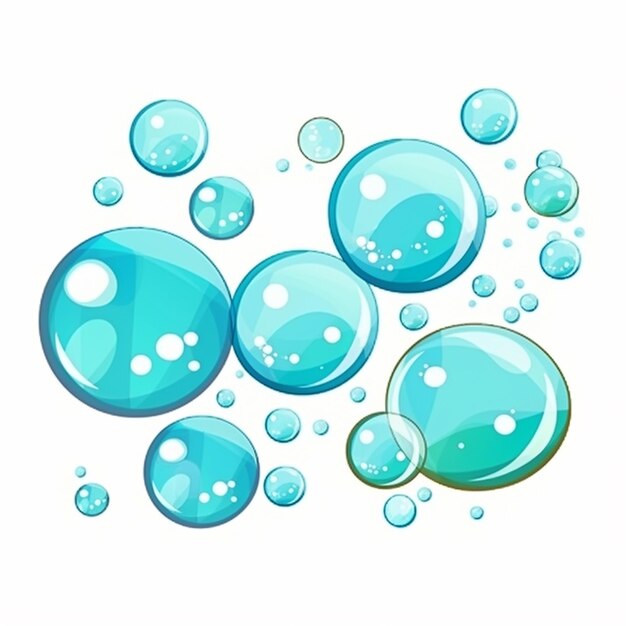 a group of blue bubbles floating on top of each other generative ai