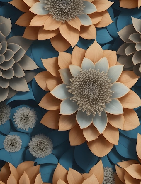 A group of blue and white flowers generated ai