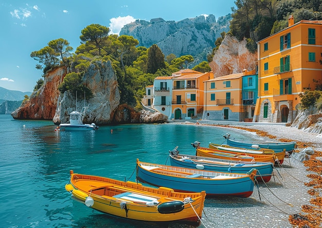 a group of boats are tied up in a harbor