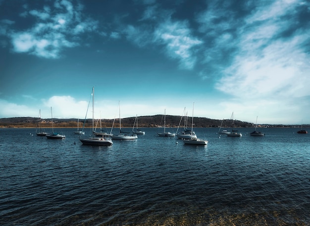 Group of boats in the lake