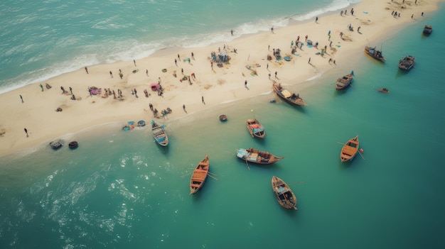 Group of Boats on Sandy Beach