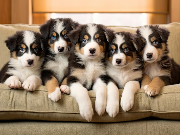 Group of Border Collie puppies photograph