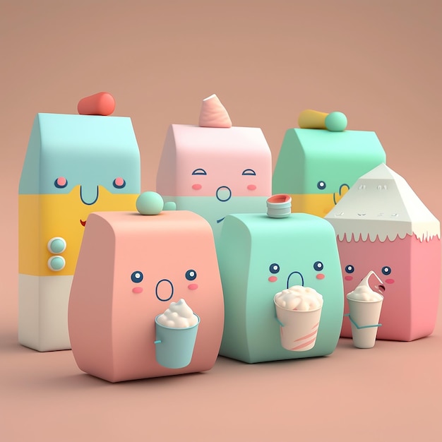 Group of boxes with a cute face