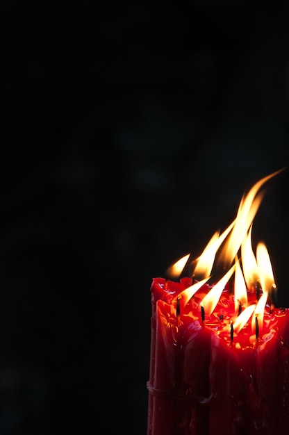 Group of bright red light candles