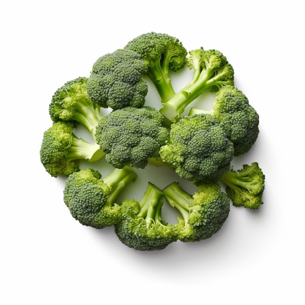 A group of broccoli arranged in a circle.