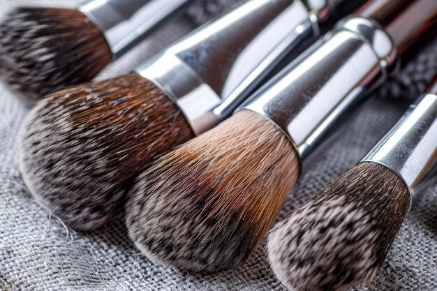 A group of brushes sitting on top of a cloth