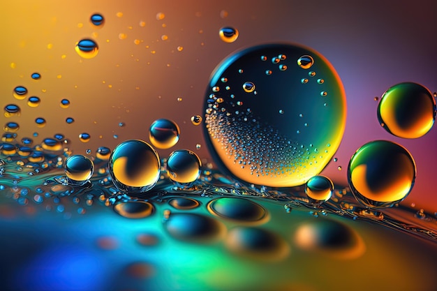 A group of bubbles floating on top of a colorful surface generative AI