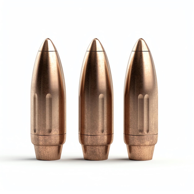 Photo a group of bullets on a white background