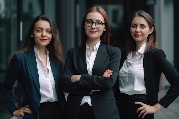 Группа деловых женщин-руководителей уверенный портрет позирует не реальным людям Generative Ai