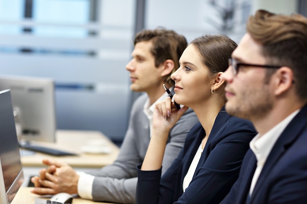 group of business people attending a conference