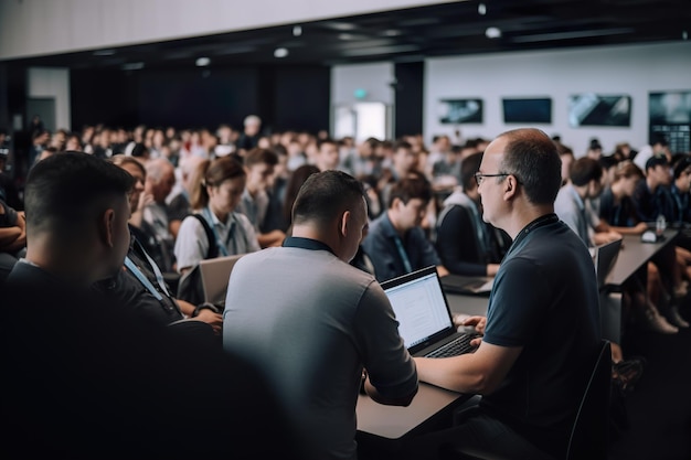 A group of business people in a conference room