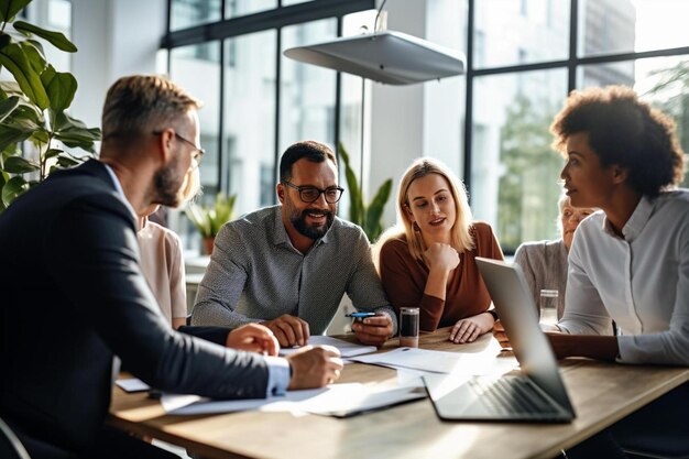 Group of business people in a meeting, one of them is holding a credit card and the other says " you need to know ".