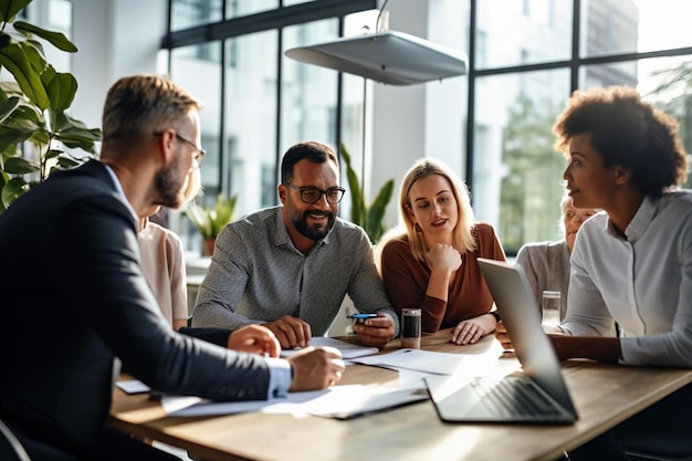 Group of business people in a meeting, one of them is holding a credit card and the other says " you need to know ".