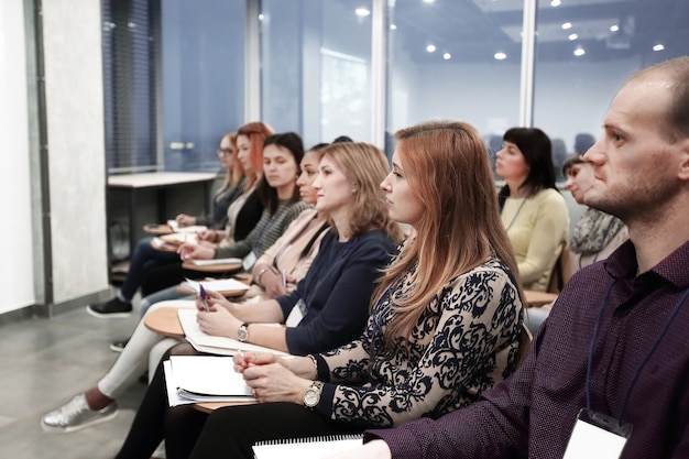 Group of business people at a seminar in the modern office.photo with copy space