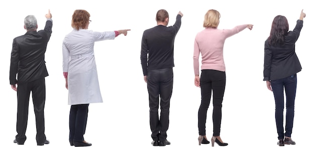 Group of business people showing thumbs up with their backs