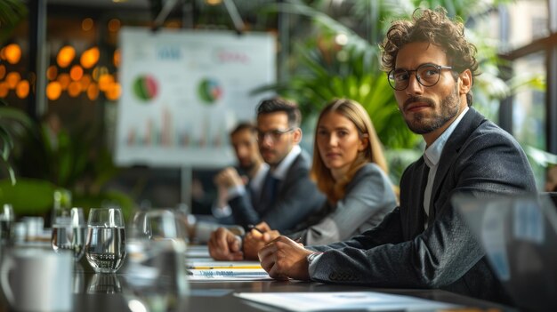 Group of Business People Sitting at a Table