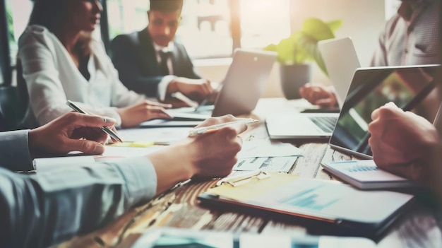 Photo group of business people working on an office desk