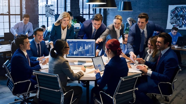 Group of business people working in office