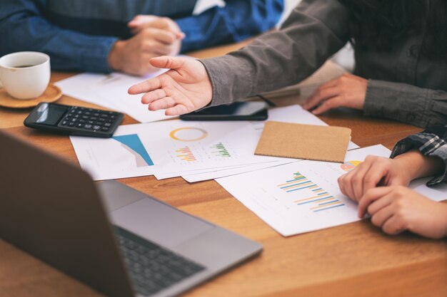 Group of businessman working and presenting business in a meeting