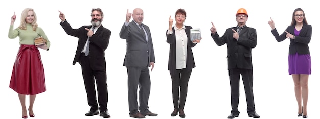 Group of businessmen showing thumbs up isolated