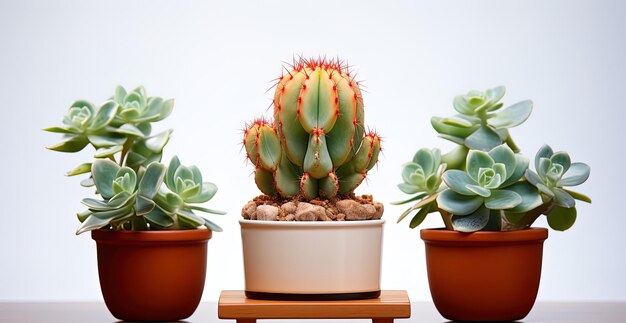 a group of cactus plants are on a table