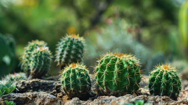 Group of Cactus Plants on Rock