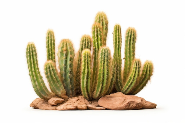 Group of Cactus Plants on Rocks On a White or Clear Surface PNG Transparent Background