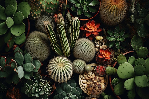 Group of cactus in a pot for background