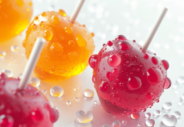 A group of candies on sticks