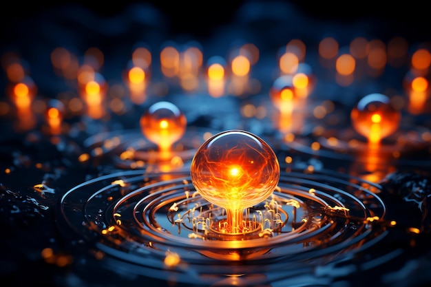 Group of candles floating on top of lake of water Generative AI