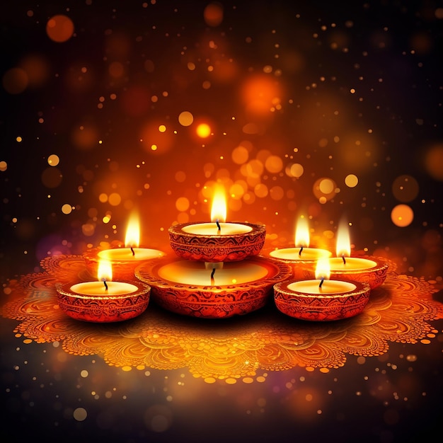 A group of candles with the word diwali on the bottom