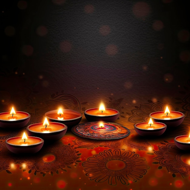 A group of candles with the word diwali on the bottom