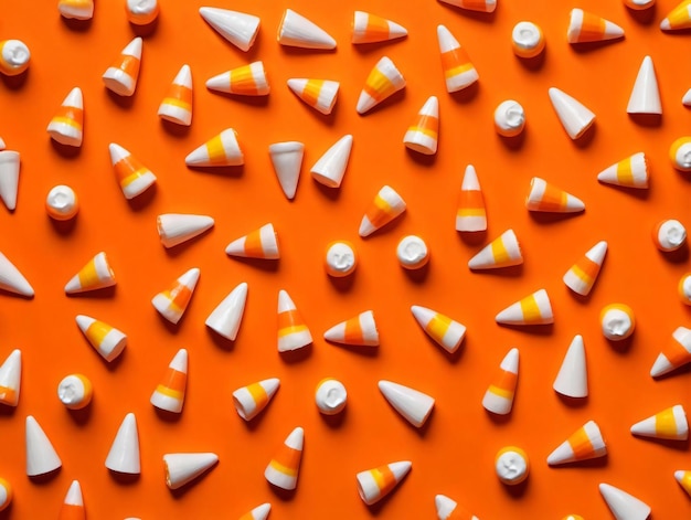 Photo a group of candy cones sitting on top of an orange surface