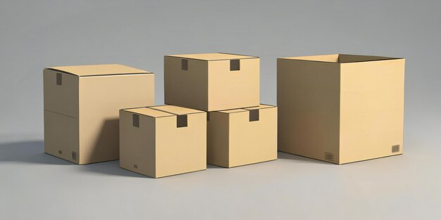 a group of cardboard boxes sitting next to each other