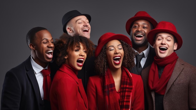 A group of carolers singing Christmas songs