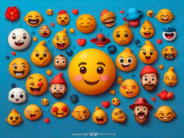 a group of cartoon characters including one with a smiley face