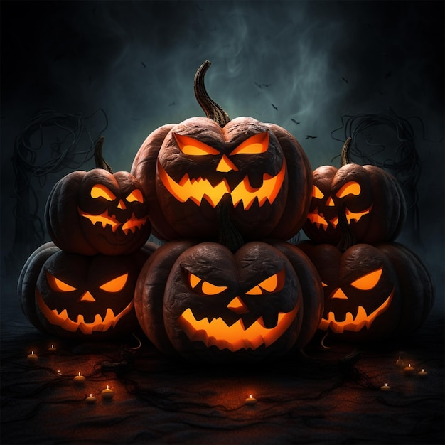 Group of carved Halloween Pumpkin