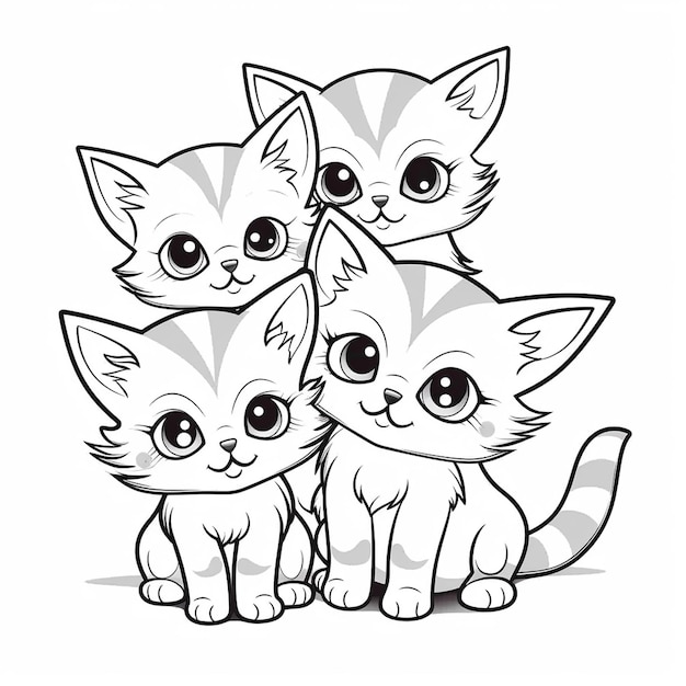 A group of cat black illustration