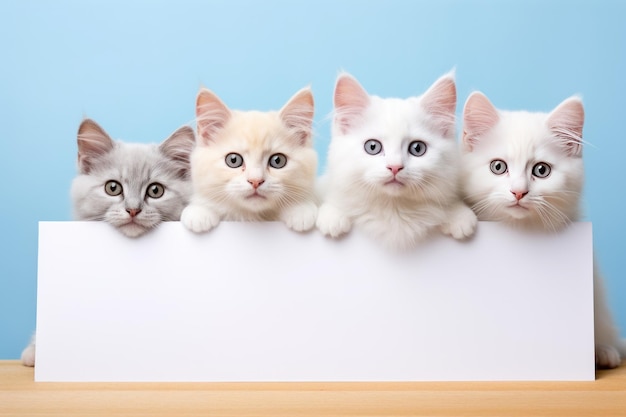 Group of cats is holding with banner Creative illustration AI generated